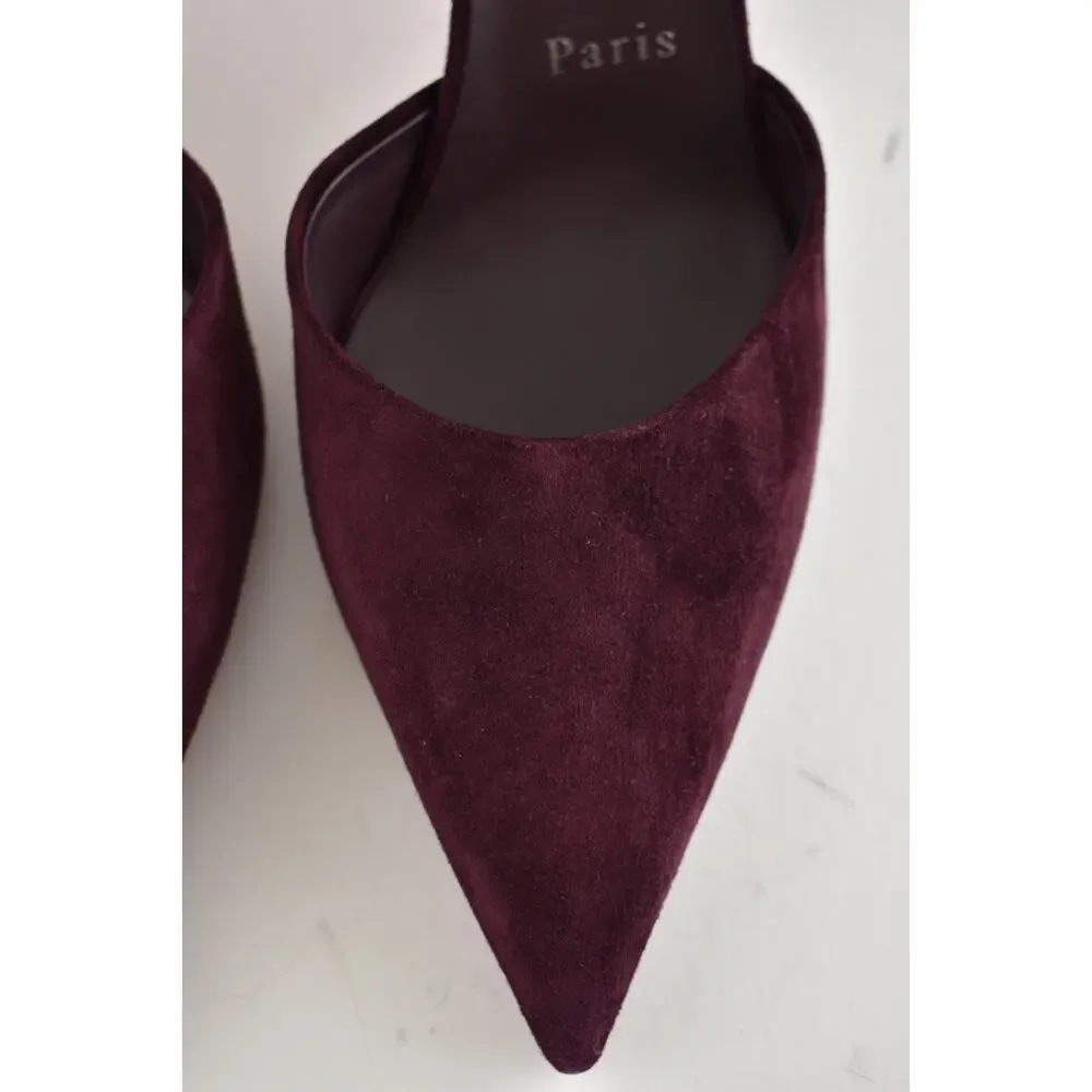 Christian Louboutin Condora Riviera 85 Amara Burgundy Ankle Strap Heel Pump 38.5